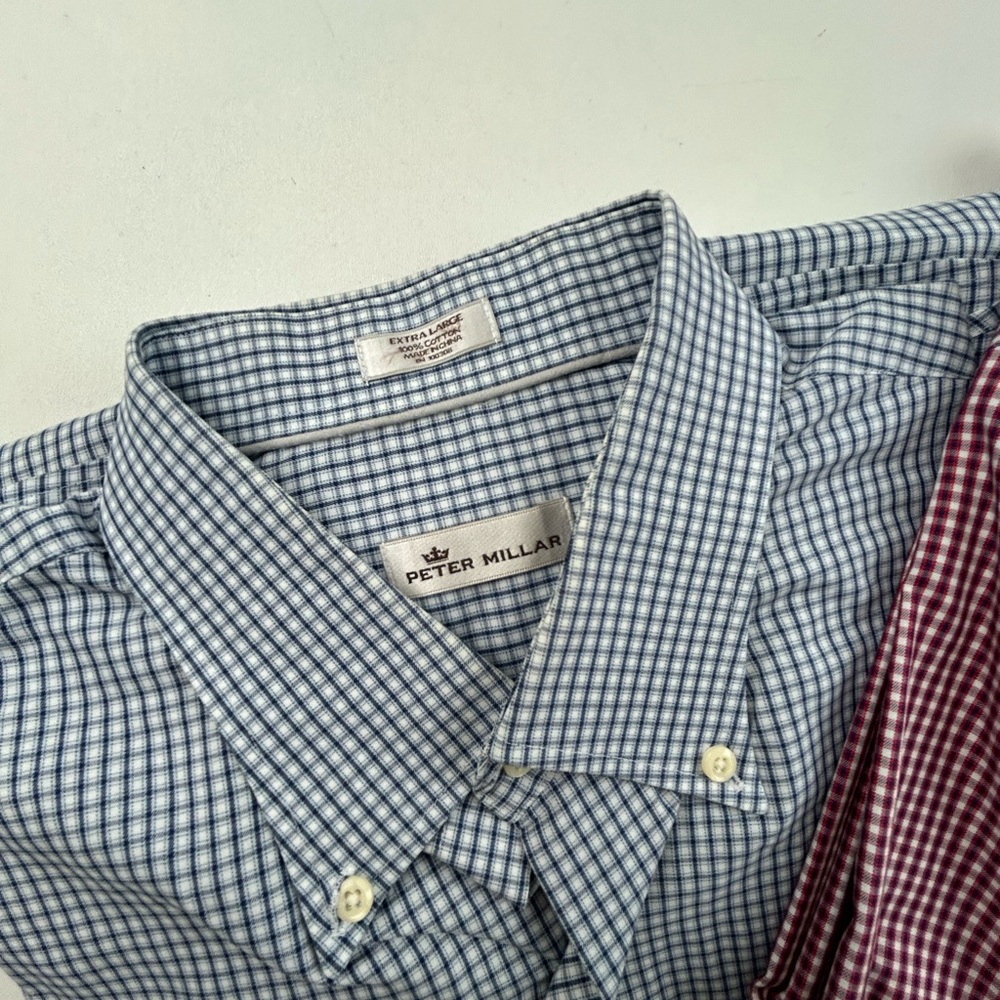 Peter Miller SZ XL Lot Of 2 Long Sleeve Button Down Dress Shirts Casual Plaid - Picture 2 of 7